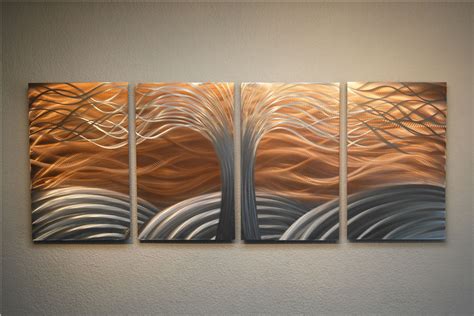 Tree Of Life Bright Copper Metal Wall Art Abstract Sculpture Modern