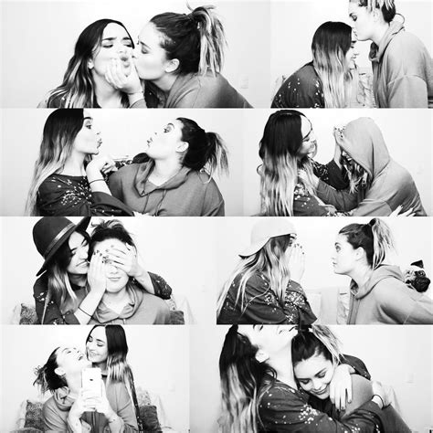 Black And White Photo Collage Of Two Women Kissing Each Other While Another Woman Covers Her