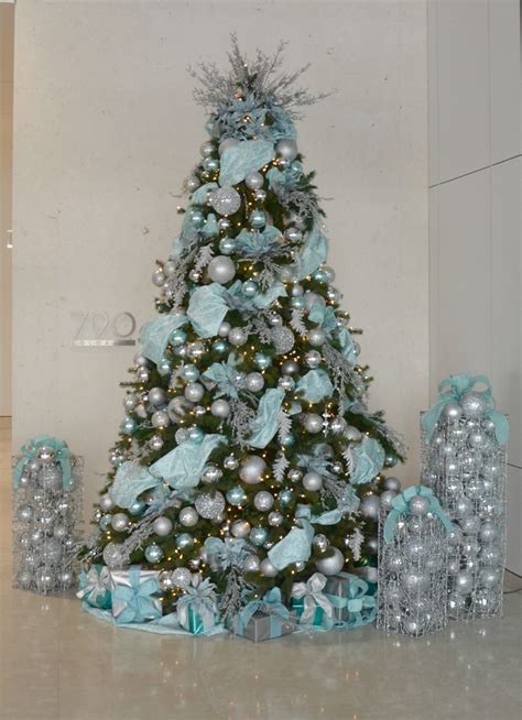 Tiffany Blue And Silver Decorated Christmas Tree Commercial Christmas