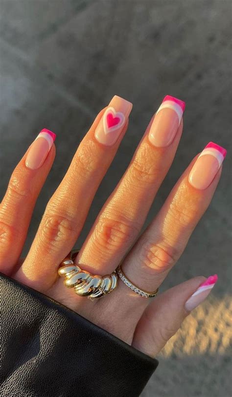 30 Lovely Valentines Nails In 2023 Double French Love Heart