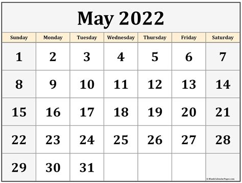 Black and white monthly planner with fields for notes and notes May 2022 calendar | free printable monthly calendars