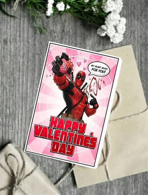 Deadpool Valentines Day Card Etsy