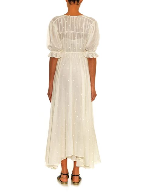 Mes Demoiselles Louise Embroidered Cotton Gauze Dress In White Lyst