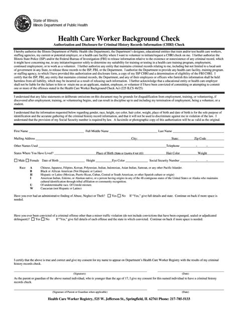 Printable Healthcare Worker Background Check Form Fill Online Printable Fillable Blank