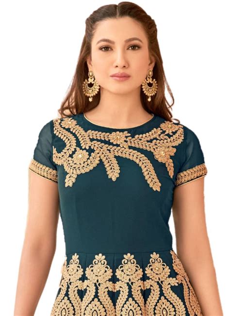 Blue Embroidered Georgette Unstitched Salwar With Dupatta Brijraj 3293039