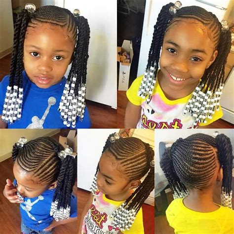 In addition to being cute, braids are also a practical choice for the youngest naturalistas in your life. Braids #ponytails #beads #cornrows | Kids hairstyles, Kids ...