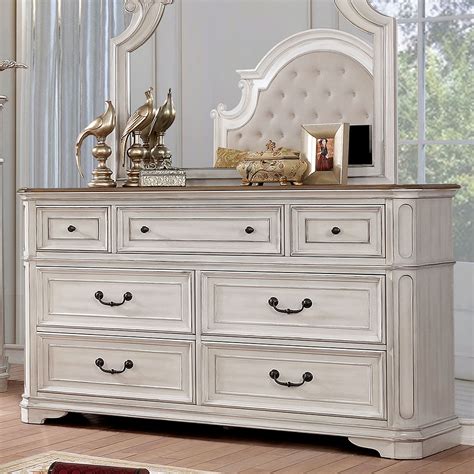 Furniture Of America Mayves Farmhouse 7 Drawer Dresser Antique White