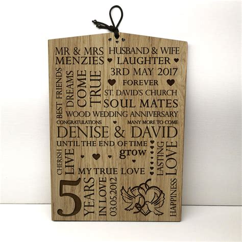 Personalised Wedding Anniversary Gift Wooden Engraved Plaque Etsy