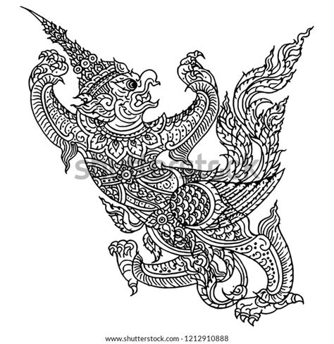 Thai Garuda Vector Line Thai Is Thailand Style And Tattoo Design