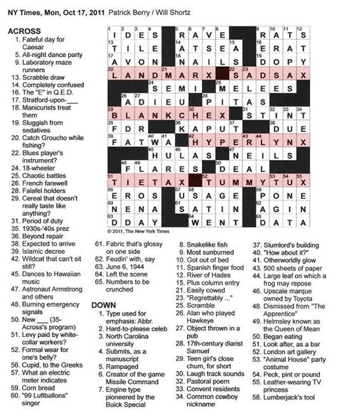 The New York Times Crossword In Gothic 101711 — What Say