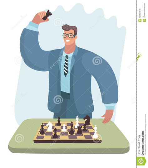 Chess Player Man In Glasses Checkmated Opponent Stock Vector
