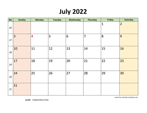 Calendar July 2022 Printable July 2021 To June 2022 Calendar