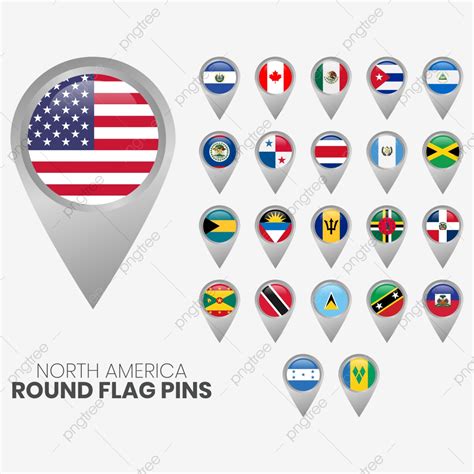 North America Flags With Map Pointers Travel Icon Flag Png And