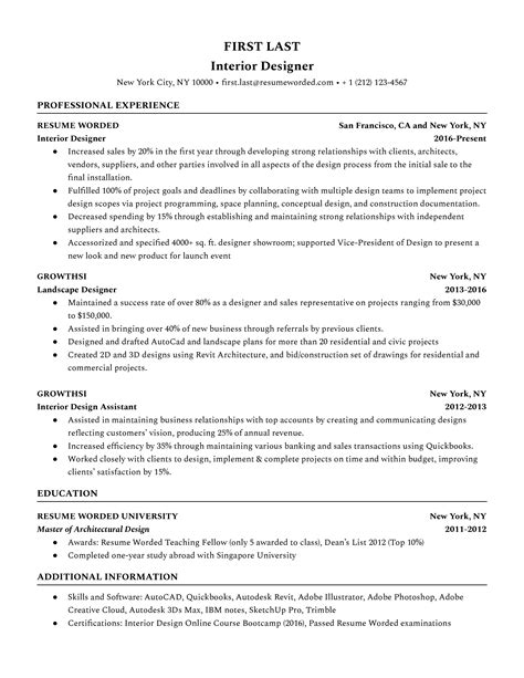 3 Interior Design Resume Examples For 2023 Resume Worded