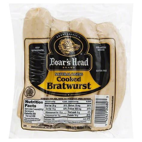 Boars Head Natural Casing Cooked Bratwurst Shop Sausage At H E B