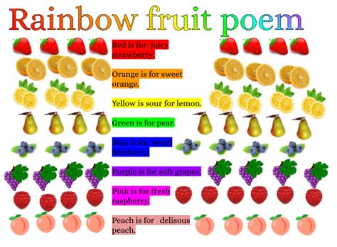 Grace Papakura Central School Rainbow Fruit Poem