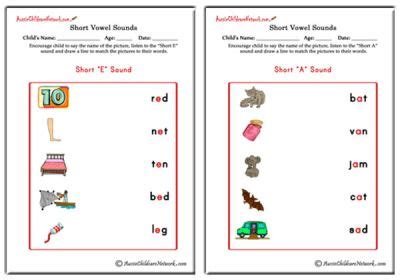 short vowel sounds matching pictures aussie childcare network