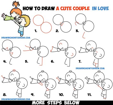 How To Draw A Cute Kawaii Chibi Couple In Love Spinning