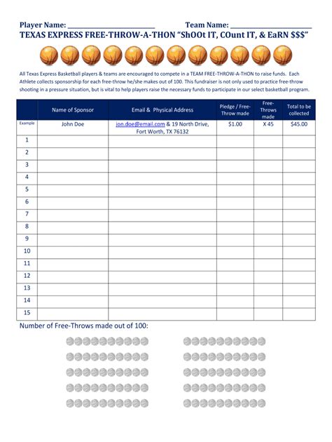 Throw A Thon Pledge Sheet Editable Fill Online Printable Fillable