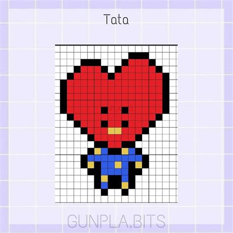 Tata Bts Bt Hama Beads Pixel Artkal Perler Bordado Dibujos En