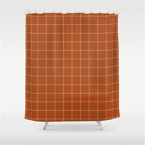 Keep your floor dry & safe from mildew with orange shower curtains from zazzle! Buy Windowpane Check Grid (white/burnt orange) Shower ...