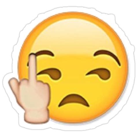 The back of the hand is shown with the middle finger raised. "Annoyed Emoji" Stickers by ronsmith57 | Redbubble