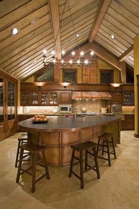 Big Island Rustic Kitchen House Design Dream House