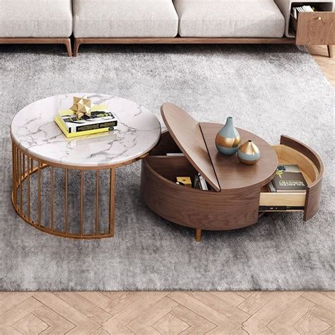 By home decorators collection (91) goa 36 in. Modern White & Walnut / White Round Coffee Table with ...