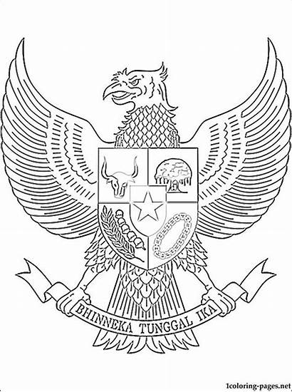 Indonesia Coloring Pages Arms Coat Indonesian Drawing