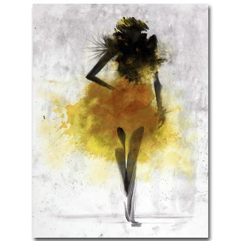 Fashion Yellow Girl Minimalist Abstract Art Canvas Oil Print Paintings