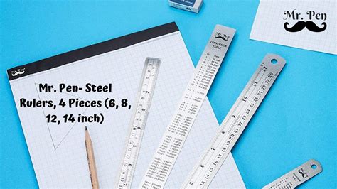Mr Pen Steel Rulers 4 Pieces 6 8 12 14 Inch Youtube