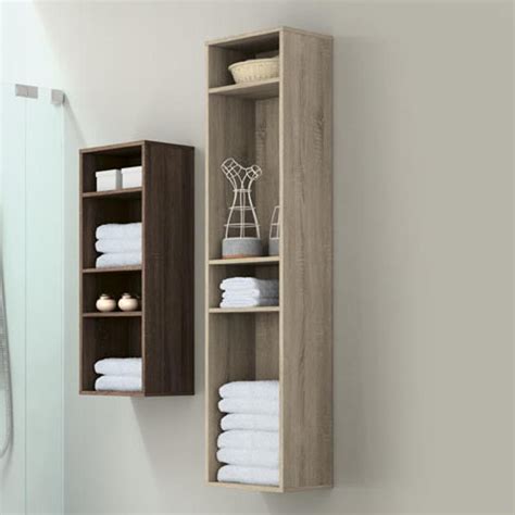 Ces petites tablettes ou étagères sont idéales pour optimiser votre espace et ajouter une touche design à votre salle de bains. Colonne de rangement ouverte 153x33 cm, Modulo 153