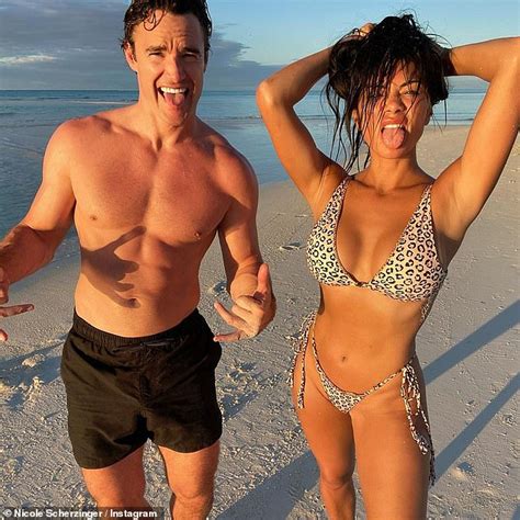Nicole Scherzinger Flaunts Her Bikini Figure In As She Poses With Thom Evans In Turks And Caicos