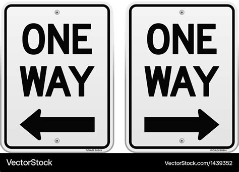 White One Way Signs Royalty Free Vector Image Vectorstock