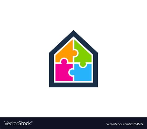 Puzzle House Logo Icon Design Royalty Free Vector Image