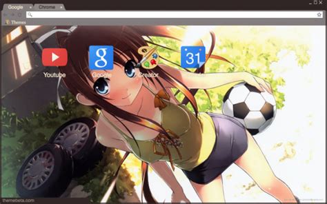Anime Girl With A Soccer Ball Chrome Theme Themebeta