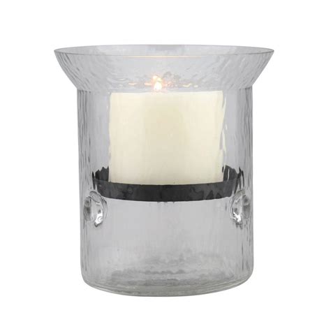 Stonebriar Collection 6 In H Glass Hammered Hurricane Candle Holder