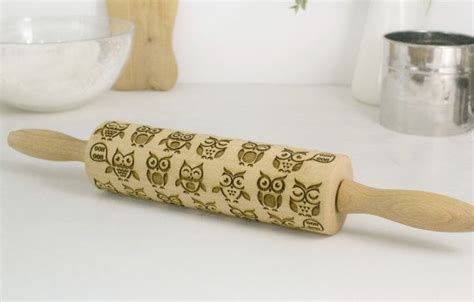 Owls Embossing Rolling Pin Laser Engraved Rolling Pin By Texturra