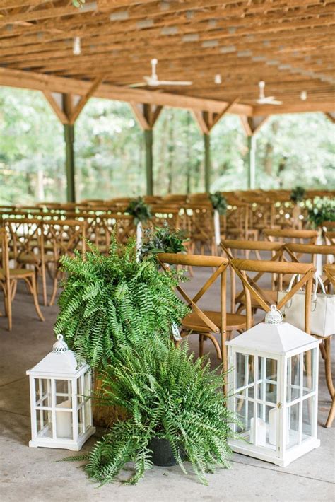 Cool Fern Aisle Decorations At Rustic Outdoor Campground Ceremony