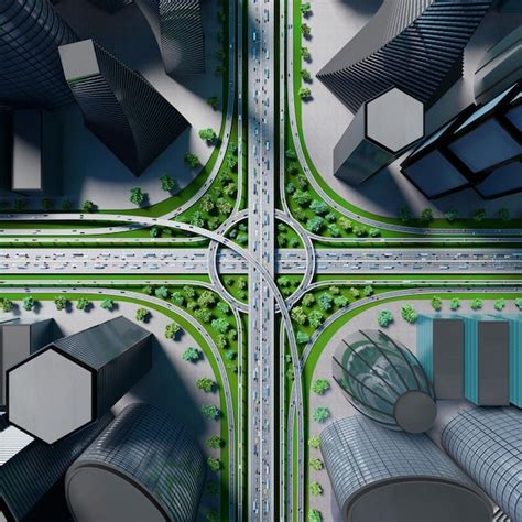 Premium Photo Highway Intersection In The City With Heavy Traffic 3d