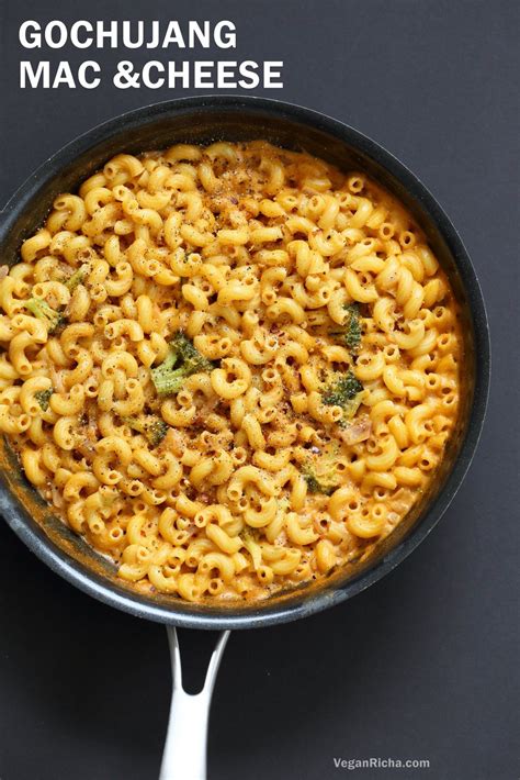 Gochujang has fermented umami flavor, it's sweet, tangy, and very spicy. Garlicky Korean Mac and Cheese with Gochujang - Vegan Richa