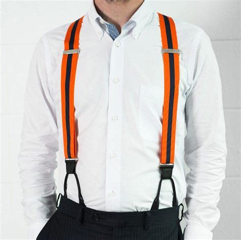 Two To Tang O Navy And Orange Striped Suspenders Jj Suspenders