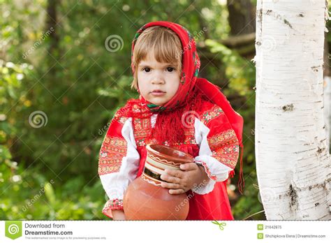 Little Girl In Russian Traditional Dress Stock Image