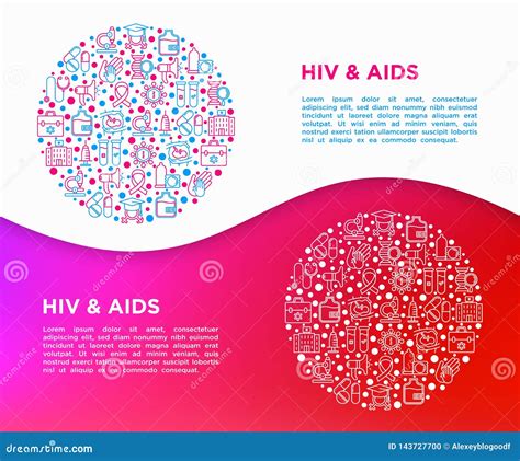 Hiv And Aids Concept In Circle With Line Icons Stock Vector Illustration Of Health Exam