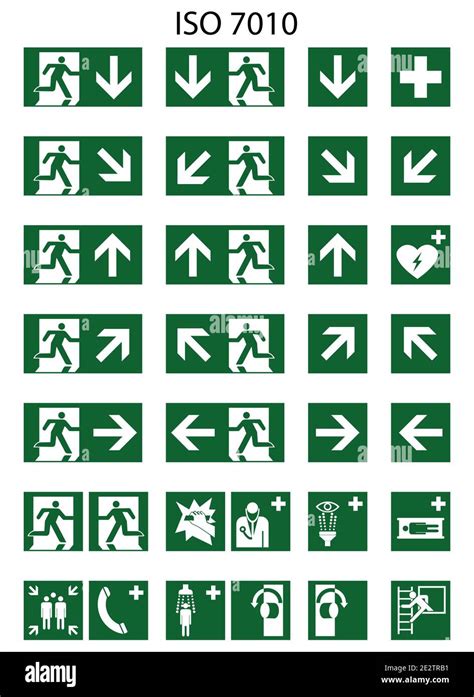 Emergency Sign Set Iso 7010 Green Vector Stock Vector Image And Art Alamy