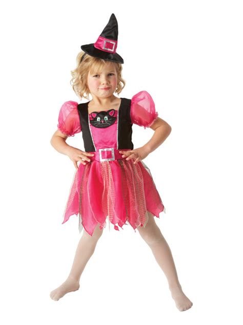 Halloween Girls Kitty Pink Witch Child Witches Costume Uk Size 2 6