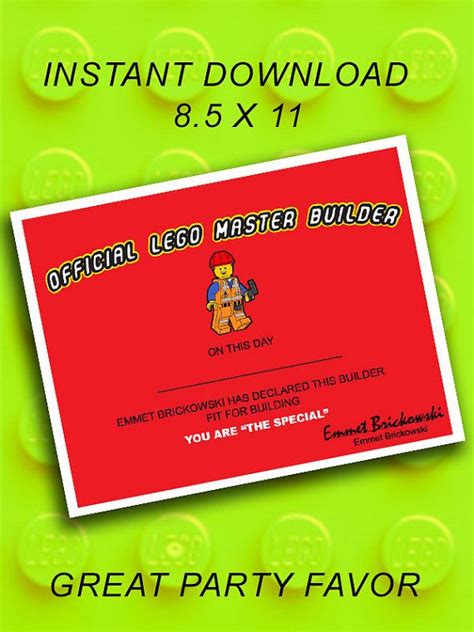 #757013 28 images of lego printable certificate template | aadhiidesigns.com #757015 Official Lego Master Builder Certificate Printable by JenuineCards | Lego party, Lego party ...