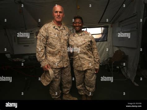 Us Marine Sgt Maj Bradley Kasal Left Poses With Staff Sgt Julia