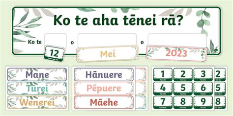 Botanical Themed Todays Date Display Pack Te Reo Māori