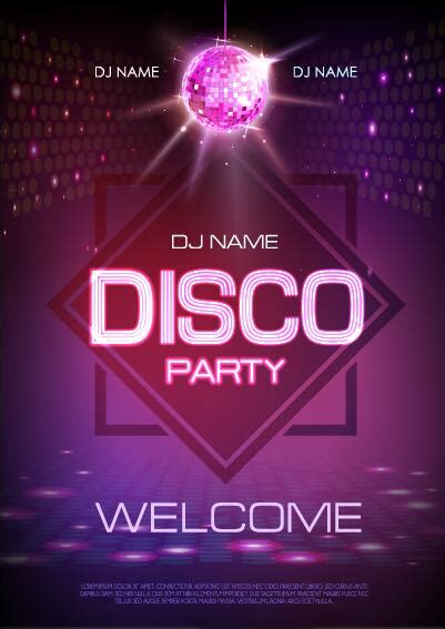 Vector Night Club Disco Party Poster Template 05 Free Download